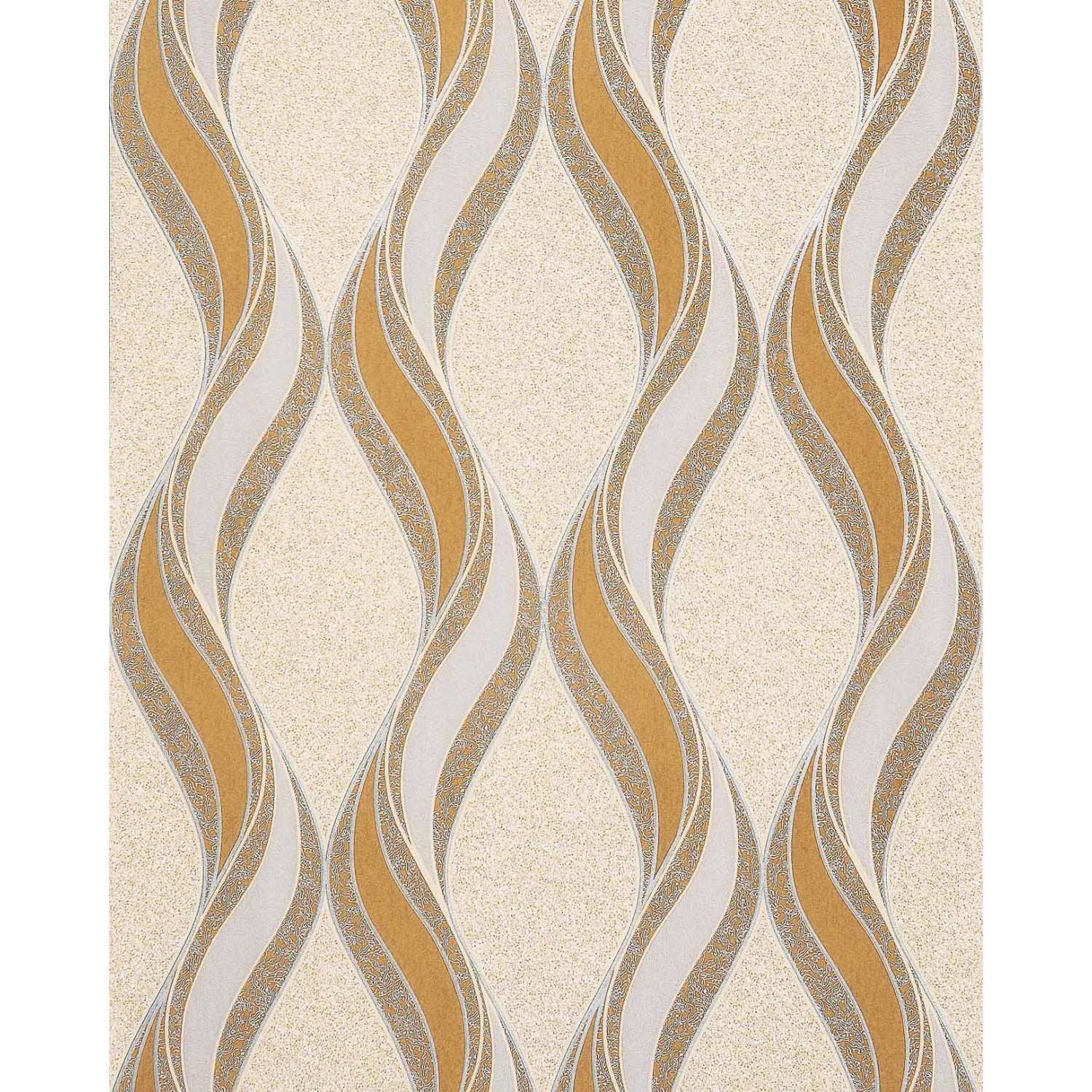 EDEM 1025-11 Tapete geschwungene Linien Ornamente Senf-Gelb Beige Grau Silb günstig online kaufen