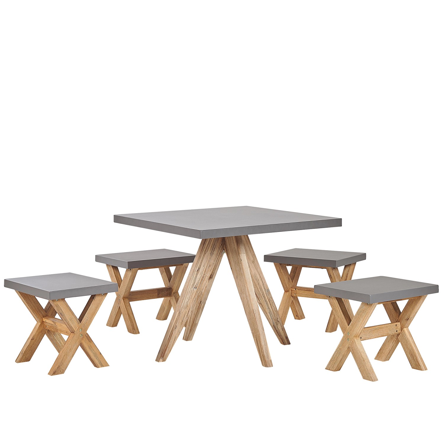 Beliani Gartentisch Set OLBIA Grau Heller Holzfarbton 90x90x76 günstig online kaufen
