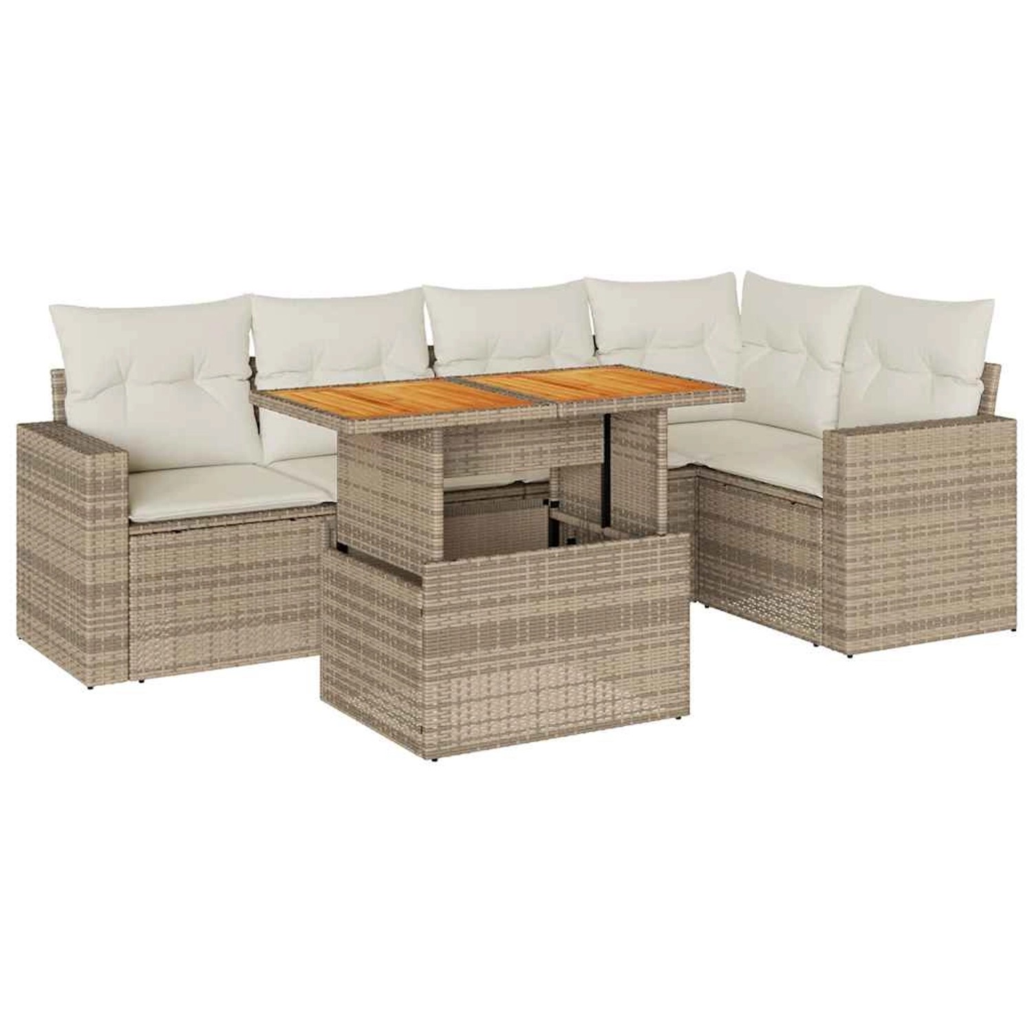 vidaXL 6-Tlg Garten-Sofagarnitur mit Kissen Beige Poly Rattan 3327040 günstig online kaufen