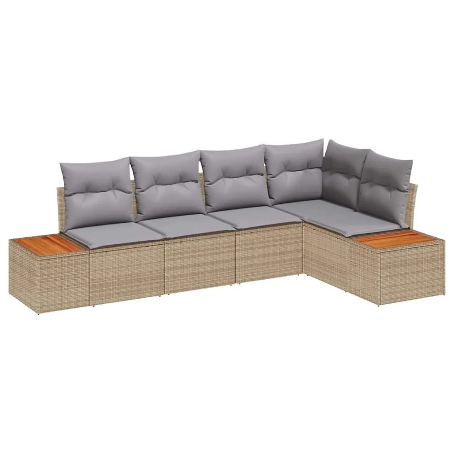 vidaXL Garten-Sofa-Set mit Kissen 5-Tlg Beige und Hellgrau Poly Rattan 3356755