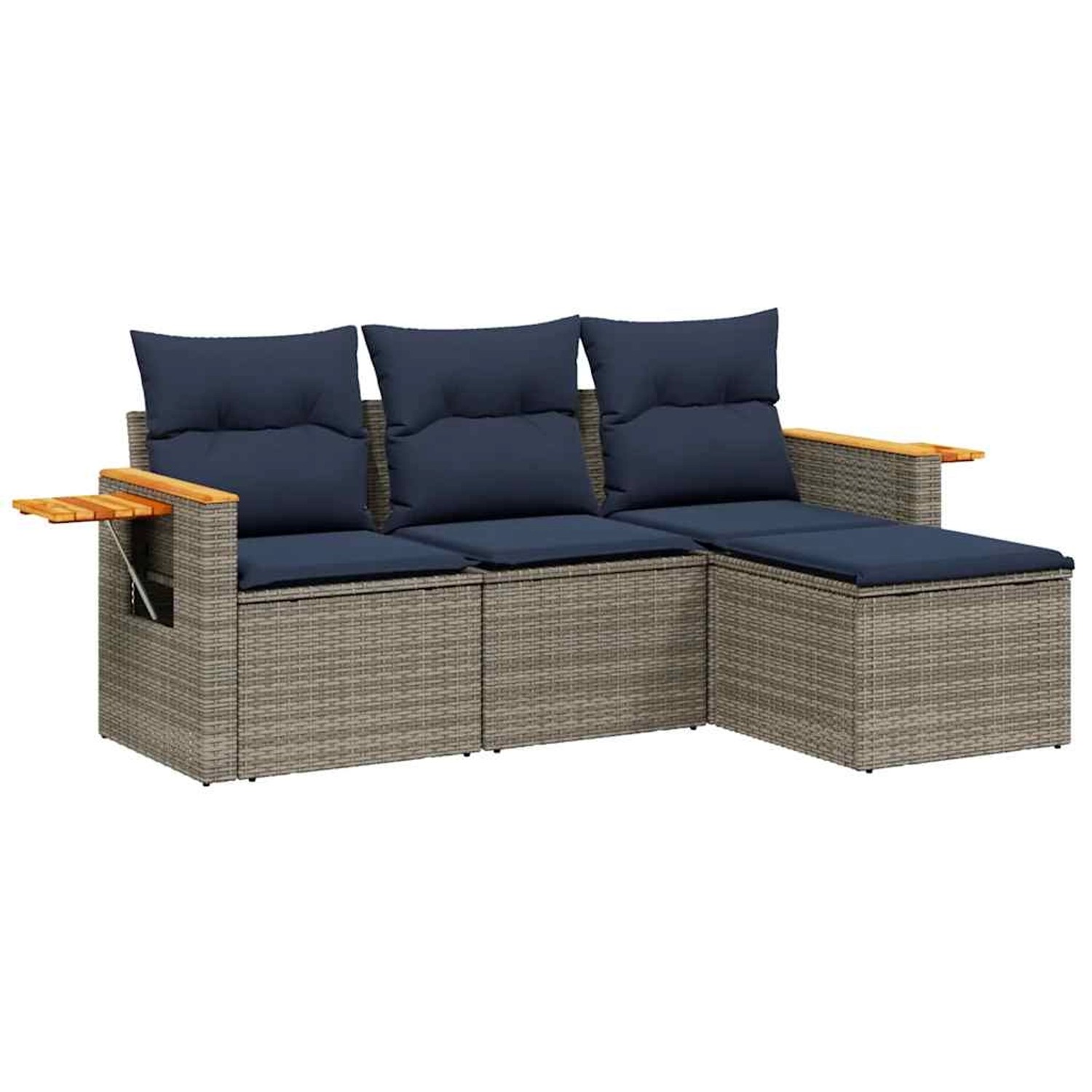 vidaXL 4-Tlg Garten-Sofagarnitur mit Kissen Grau Poly Rattan 3226747 günstig online kaufen