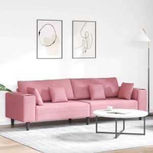 vidaXL Sofa mit Kissen Rosa 250 x 77 x 76 cm Samt 3335156