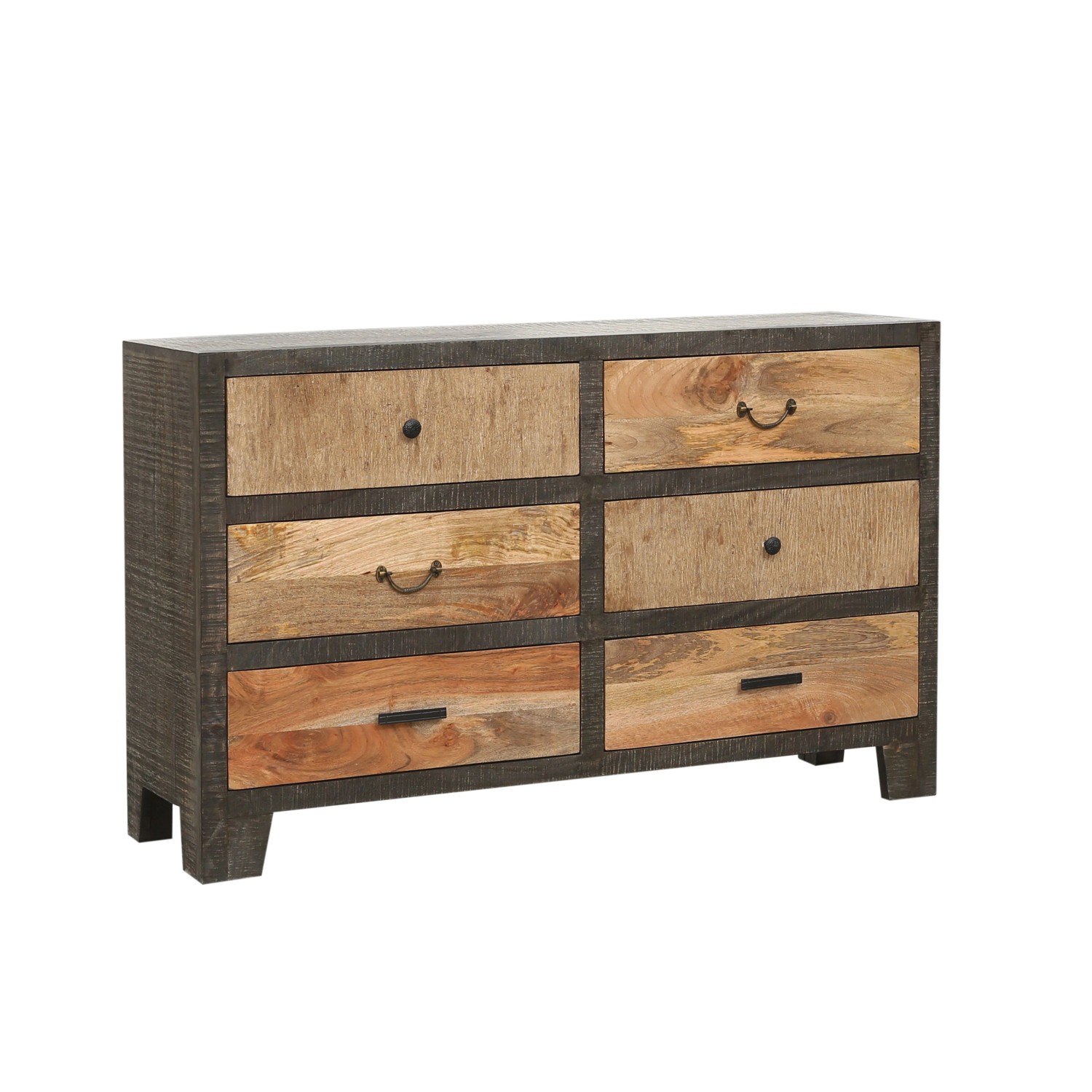 DELUKE Sideboard ERIK Mangoholz Mehrfarbig 84x40x135cm Schrank Flur Schlafzimmer Kommode