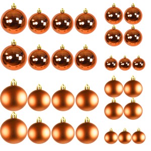 Mojawo 30tlg Christbaumkugeln Weihnachtskugeln Schmuckkugeln Baumschmuck Orange 4 5 6 7cm