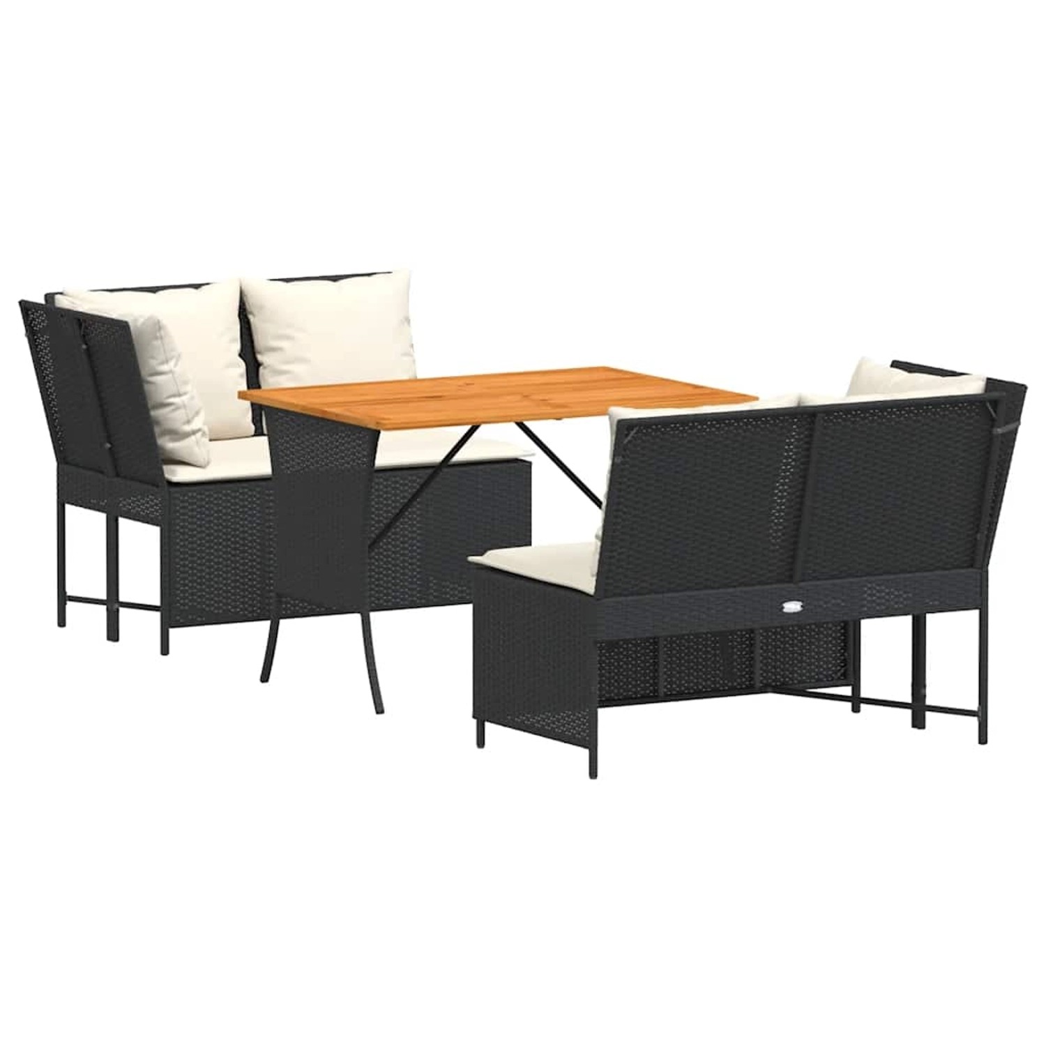 vidaXL 3-Tlg Garten-Sofagarnitur mit Kissen Schwarz Poly Rattan 3365341 günstig online kaufen
