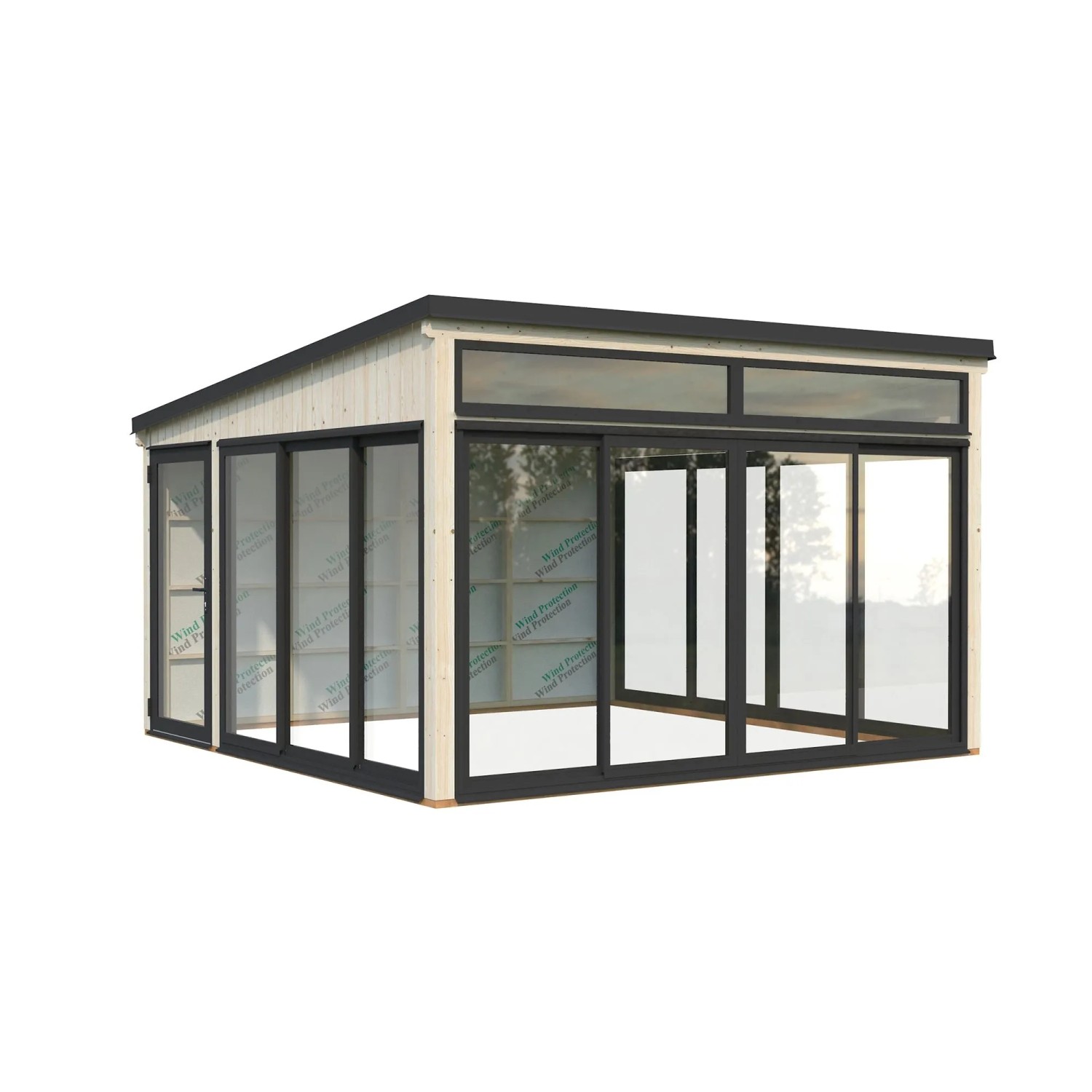 Palmako Holz-Gartenhaus Saga Slide Plus Pultdach Tauchgrundiert