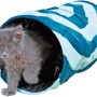 Jollypaw Katzentunnel: Blauer Spieltunnel (ø 25 cm) mit Katze.