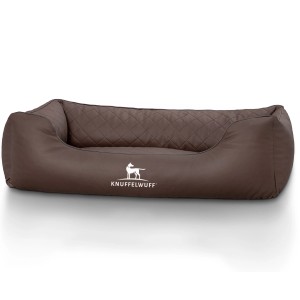 Knuffelwuff Hundebett Milan XL, braunes Kunstleder, gesteppt, für maximalen Komfort.