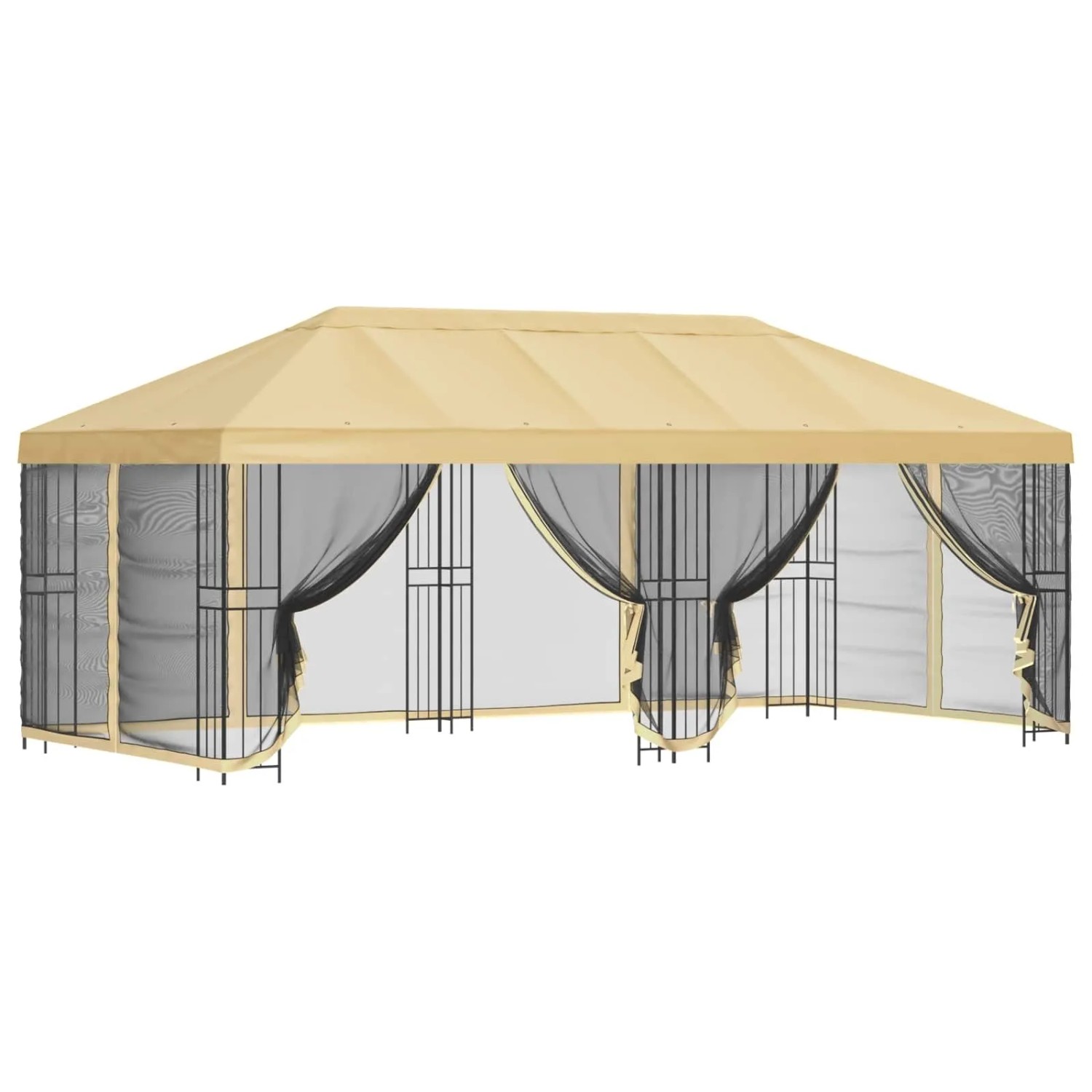 vidaXL Pavillon mit Seitenwänden 6 x 3 m Creme Polyester und Stahl 190 3375995