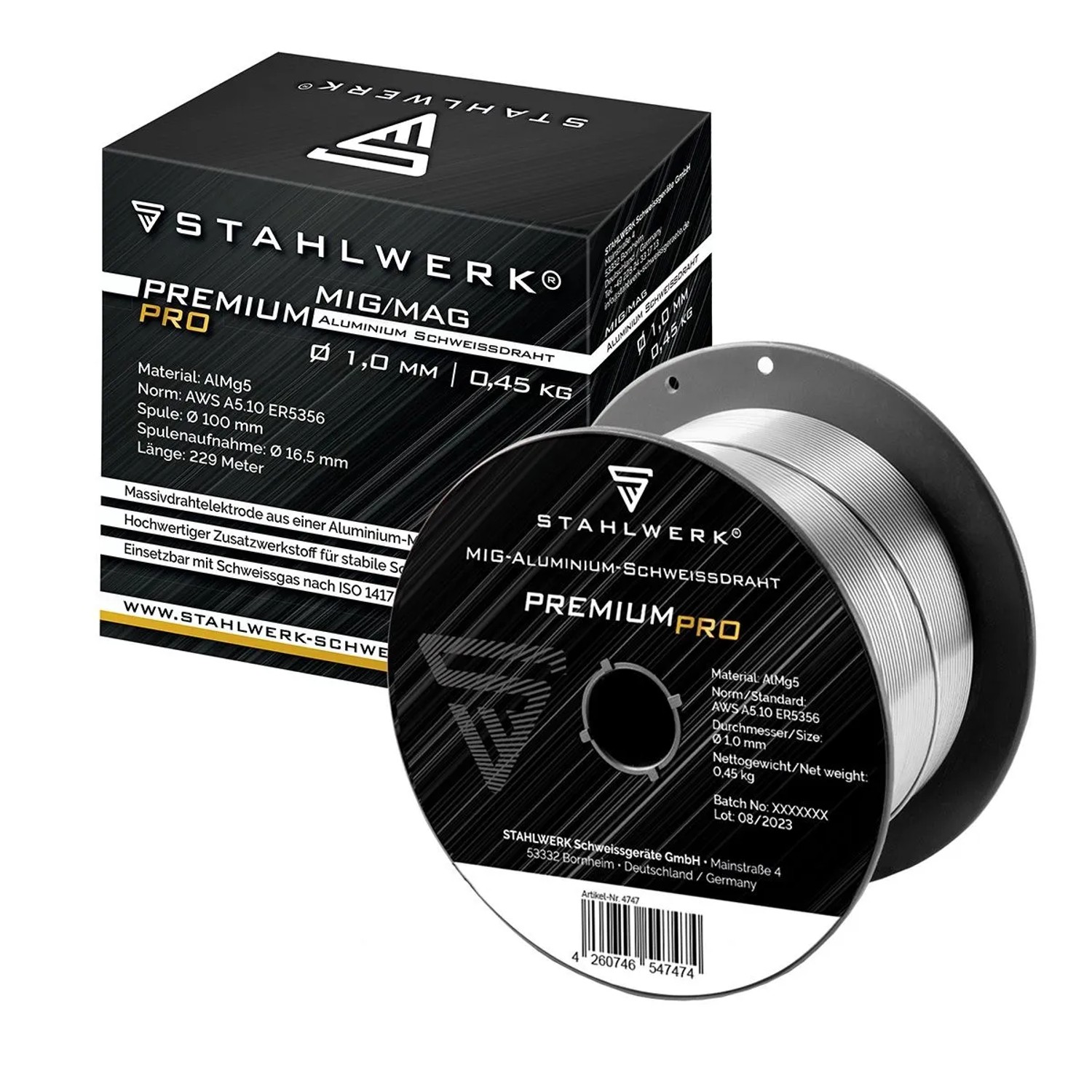 STAHLWERK Schweißdraht MIG MAG Aluminium ER5356 AlMg5 10 mm 0.45 kg Drahtrolle