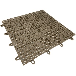 Ezooza Multiflex Holzfliesen, beige, 5 m², aus Kunststoff mit Drainagemuster und Klicksystem.