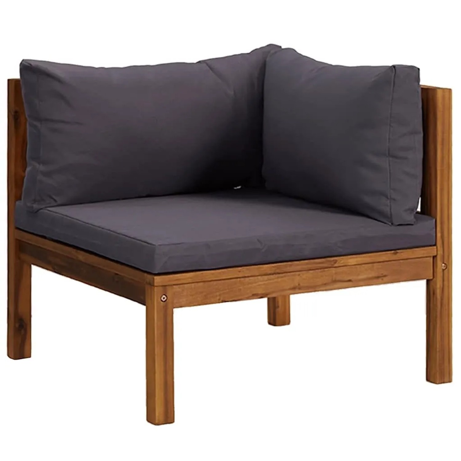 vidaXL Modulares Ecksofa mit Dunkelgrauen Kissen Massivholz Akazie 316286