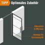 Illustration: Loft+Mehr Drehtür mit Blockzarge, optional mit Sprossen und Griffen für Glastüren.