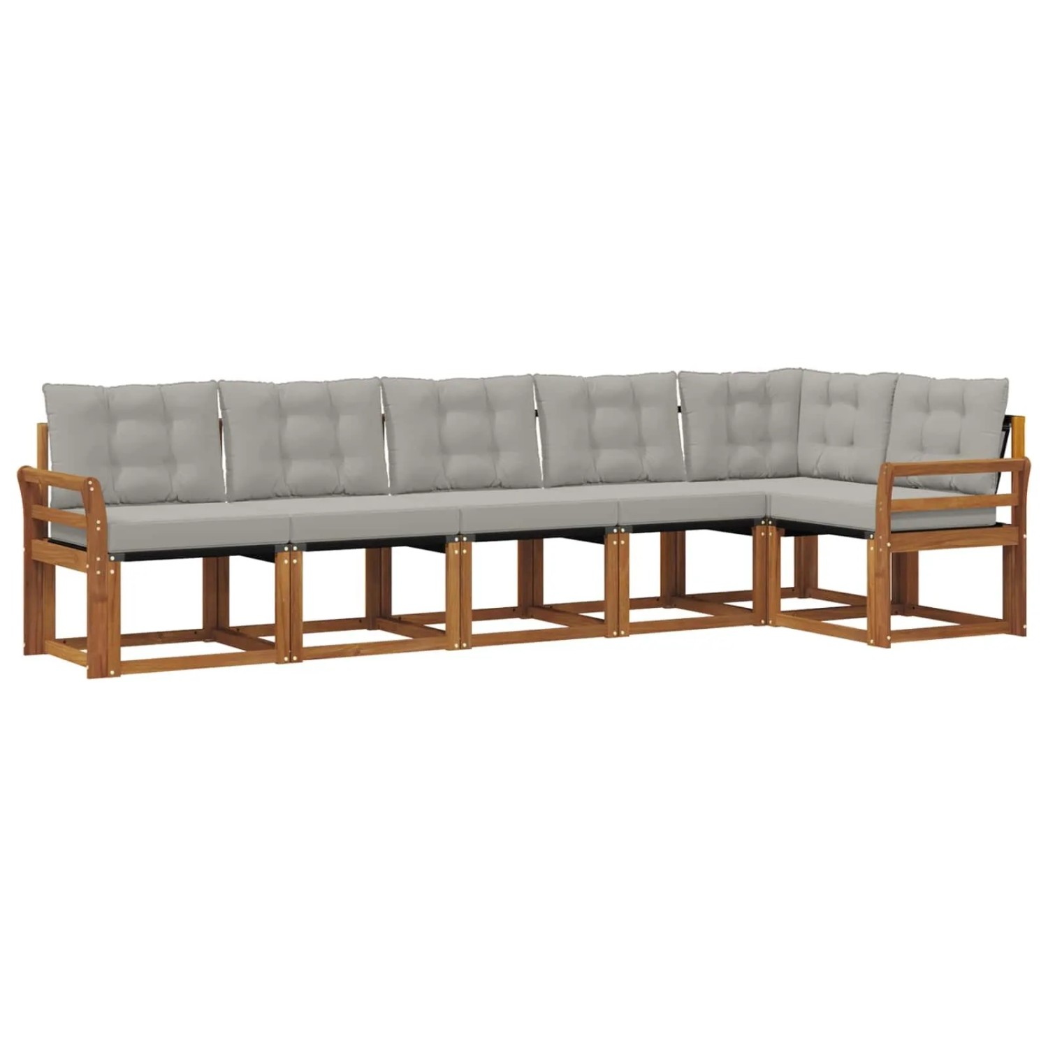vidaXL Outdoor-Sofagarnitur mit Kissen 6-Tlg Natur und Hellgrau 3368714