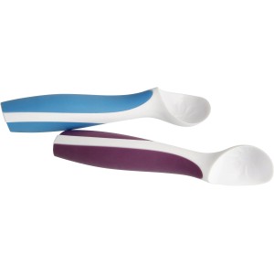 Fackelmann Eisportionierer Scoopy, Küchenhelfer in Blau und Lila.