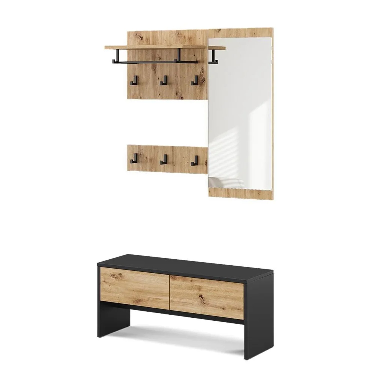 Vicco Garderobe Selena Anthrazit Artisan 90 x 40 4 Teile Art Nr 57314