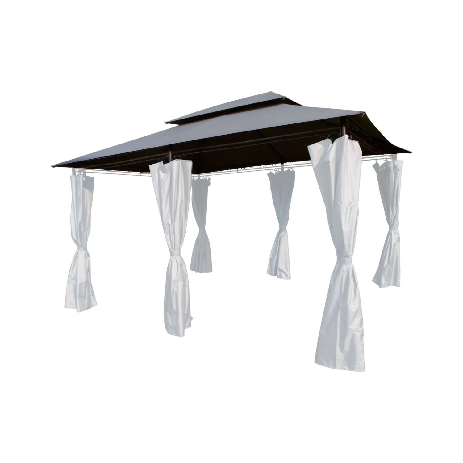 Lex Ersatzdach Pavillon 4x3m Wasserdicht Gartenpavillon Doppeldach Steingrau