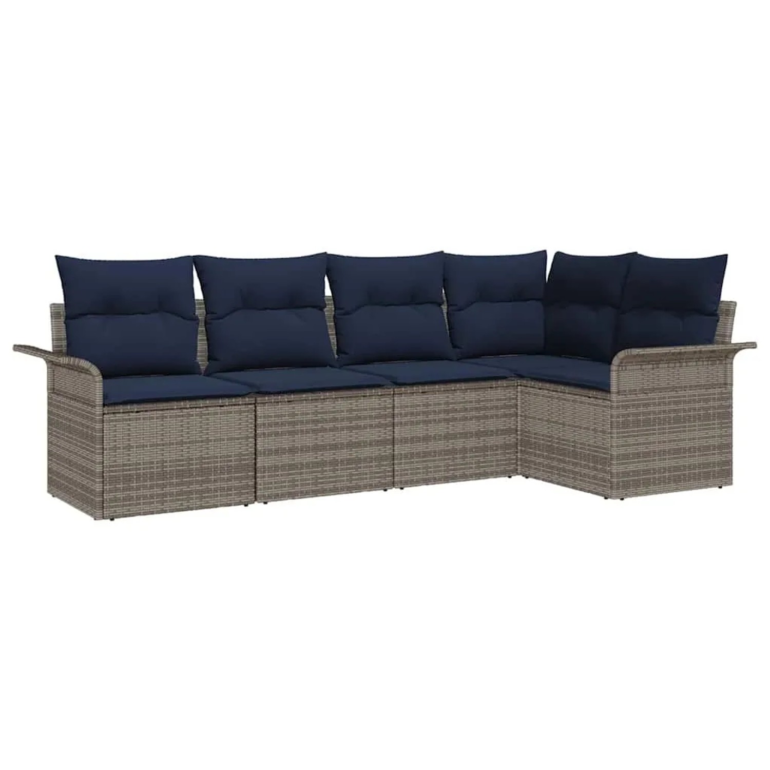vidaXL Gartensofa-set mit Kissen 5 Stk Grau Poly-Rattan 3345365