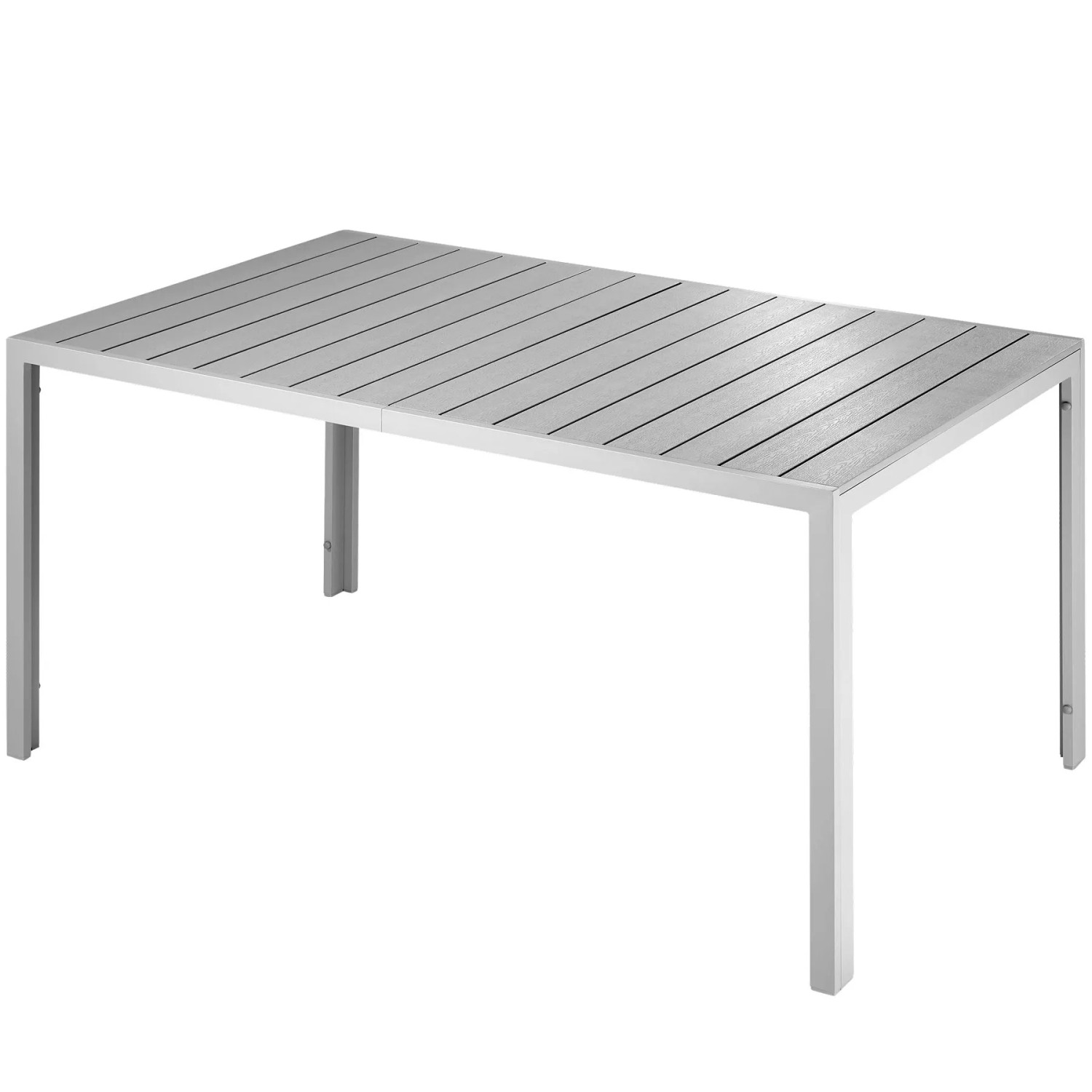 Tectake Gartentisch Bianca Aus Aluminium und Kunststoff Oberfläche In Holzoptik  150 x 90 x 74 50 cm Silber Grau