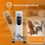 TroniTechnik Ölradiator TT-OR 111, 2500W, 11 Rippen, mit Hund und Katze im Hintergrund.