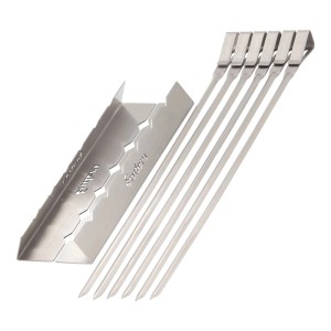 Enders Schaschlikspieß-Set XL, 6 Edelstahlspieße (50cm) mit Halterung und Tasche für Grillutensilien.