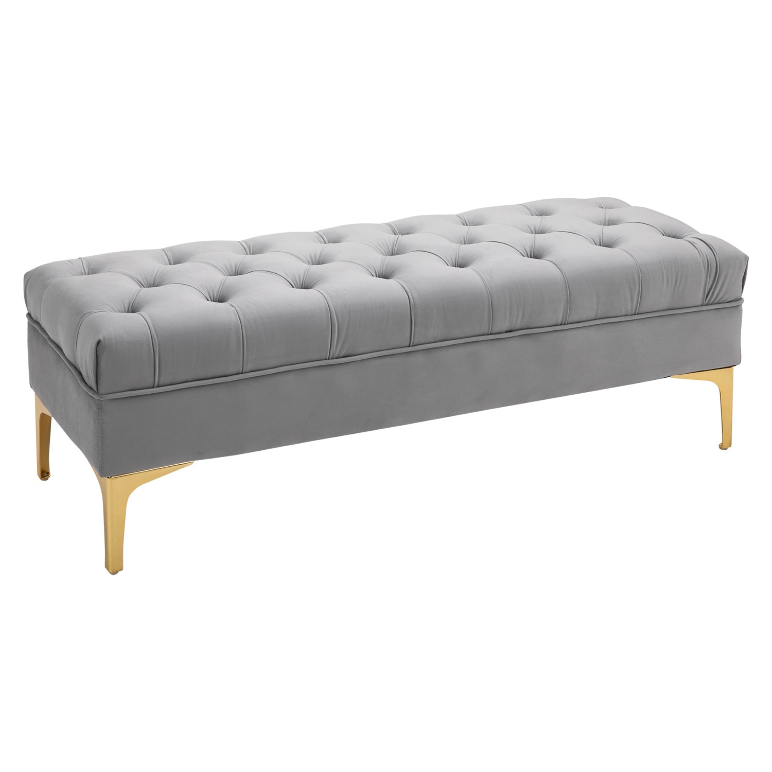 HOMCOM Sitzbank mit Erhöhten Beinen Schlafzimmer Samt Hellgrau 118 x 45 x 42 cm