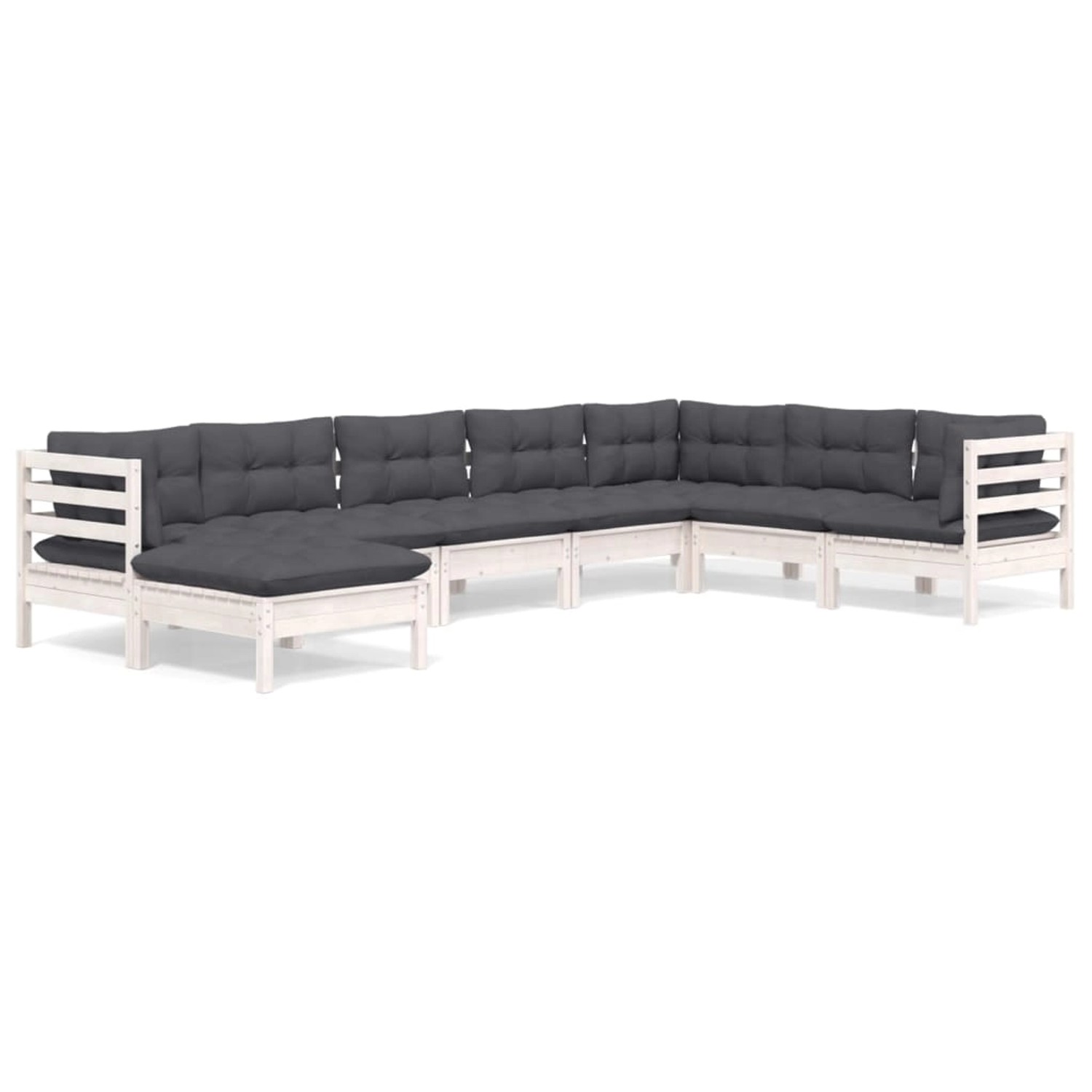 vidaXL 8-Tlg Garten-Lounge-Set mit Kissen Weiß Kiefer Massivholz 3096660