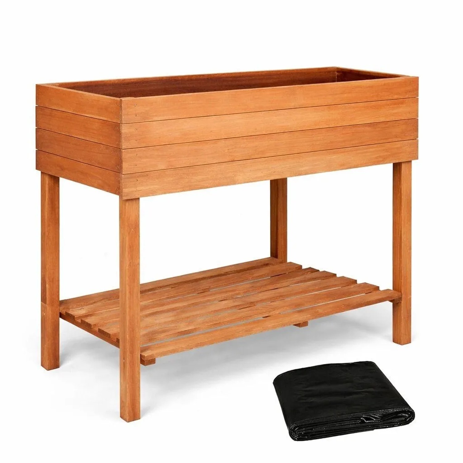 TTL GARDEN Hochbeet Pflanzkasten L 80×60×80 cm – Balkon Hochbeet Aus Tannenholz Braun Mit Ablagefach