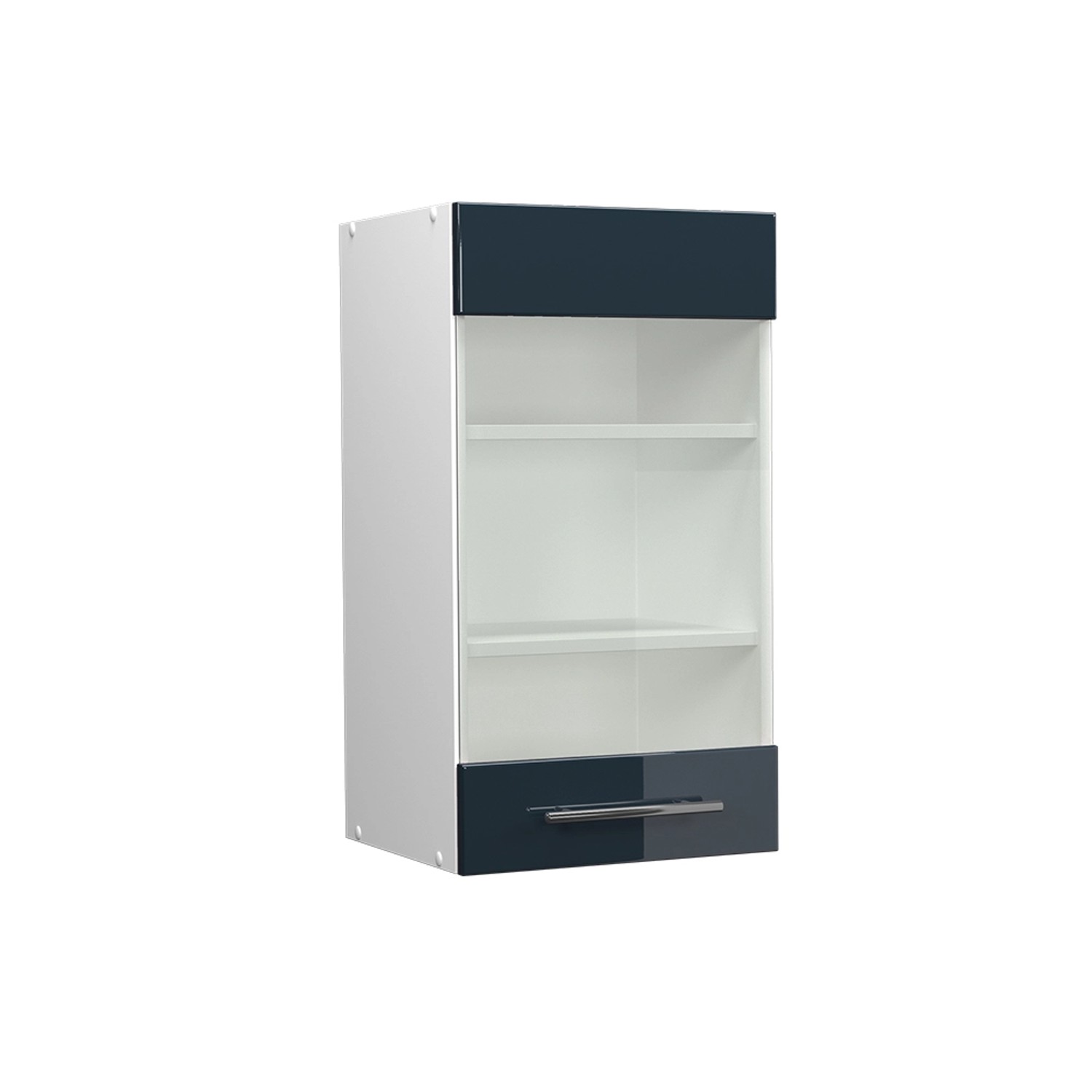 Vicco Küchenglasschrank Fame-Line Glashängeschrank Dunkelblau Hochglanz/Weiß 40 cm