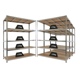 PROREGAL Schwerlastregal TAURUS, 4er Set, verzinkt, 180x150x60cm, mit MDF-Böden und 175kg Fachlast.