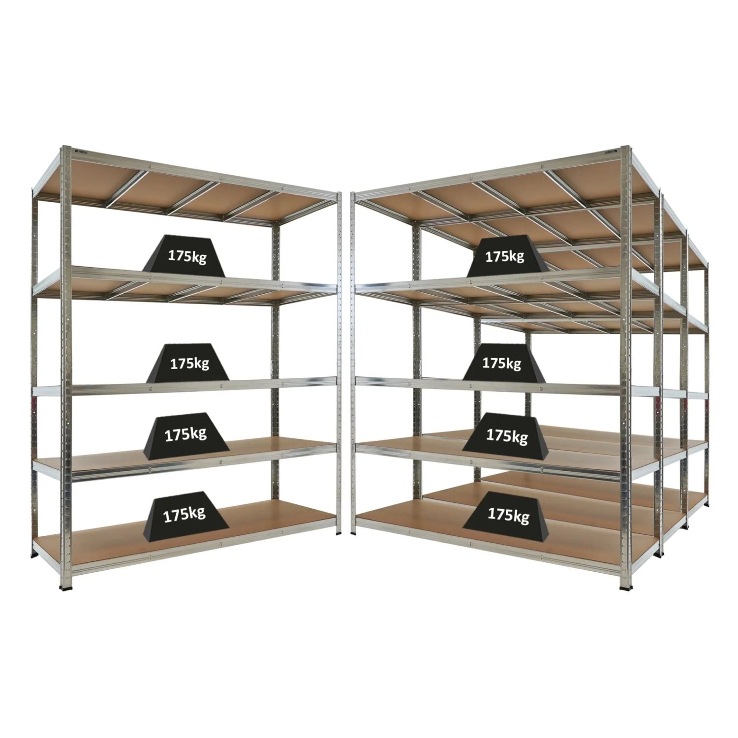 PROREGAL Mega Deal 4x Schwerlastregal TAURUS 180x150x60cm mit Fachlast 175kg Verzinkt Kellerregal Steckregal Garagenregal Lagerregal