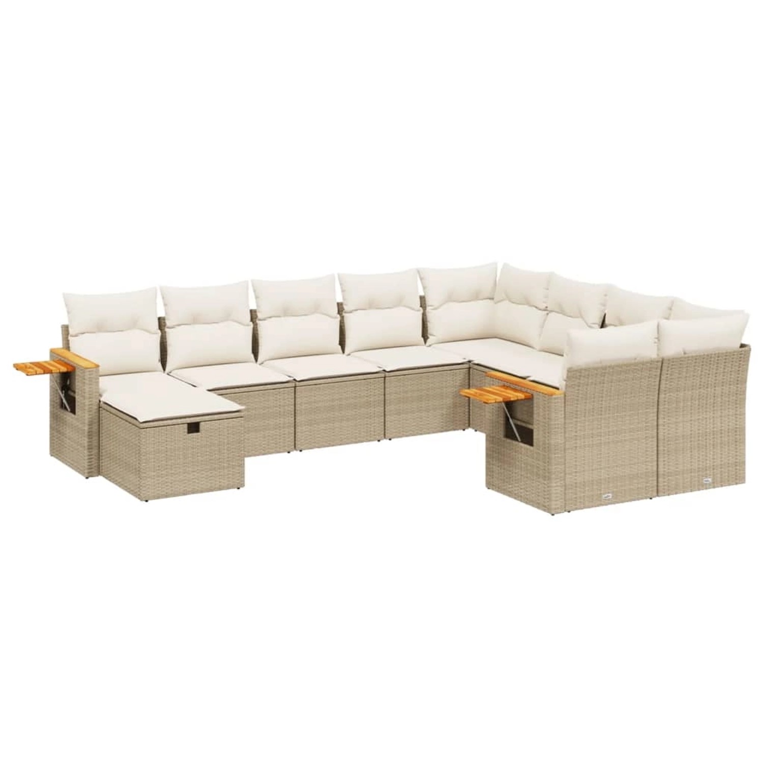 vidaXL 10-Tlg Garten-Sofagarnitur mit Kissen Beige Poly Rattan 3259559 günstig online kaufen