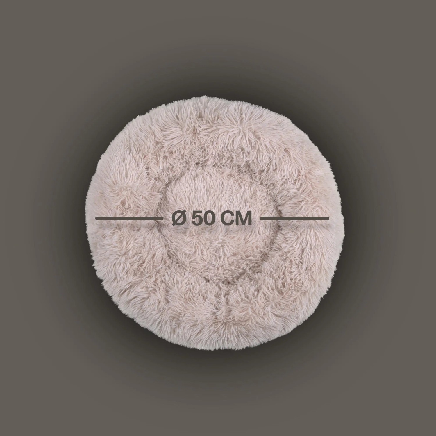 Beiges, rundes Bestlivings Haustierbett Fluffy (Ø50cm). Gemütliches Hundekissen/Katzenbett.