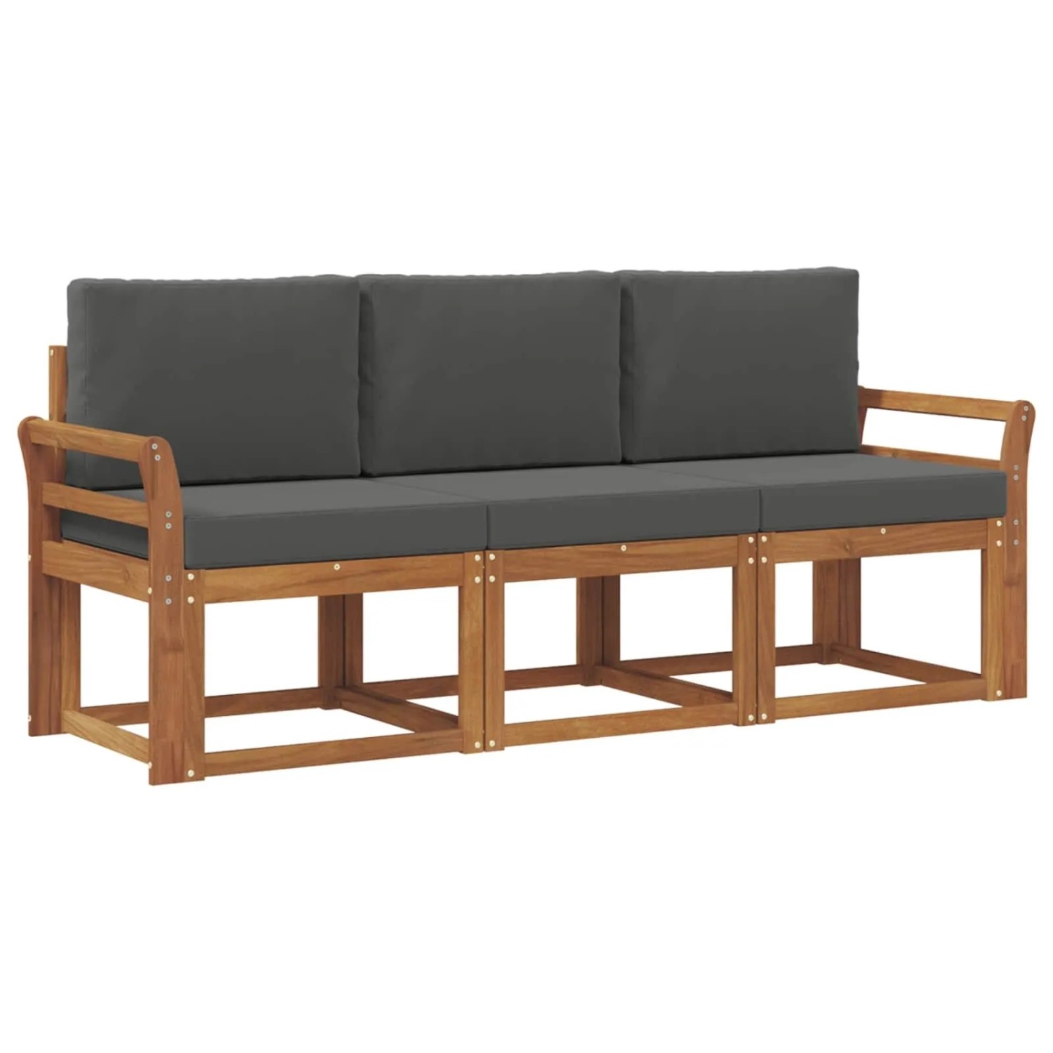 vidaXL Outdoor-Sofagarnitur mit Kissen 3-Tlg Natur und Anthrazit 3365940