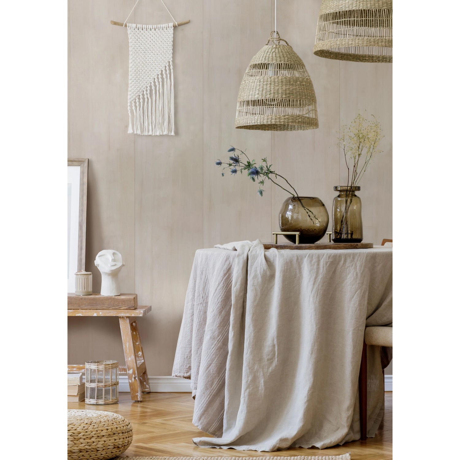 Beige Wandverkleidung in Holzoptik von Grosfillex, Dekor-Paneel für stilvolle Wandgestaltung.