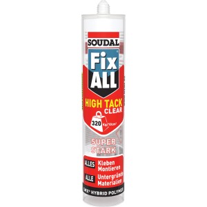 Fix All High Tack Clear Kraftkleber, 305g Kartusche für starke Verklebungen.