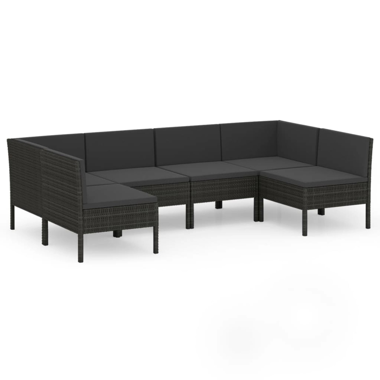 vidaXL 6-tlg Garten-Lounge-Set mit Auflagen Poly Rattan Schwarz Modell 45