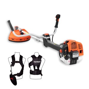 FUXTEC Profi Benzin-Motorsense FX-PS162 orange-schwarz mit Zweihandgriff und Komfort-Tragegurt für Gartenarbeiten.