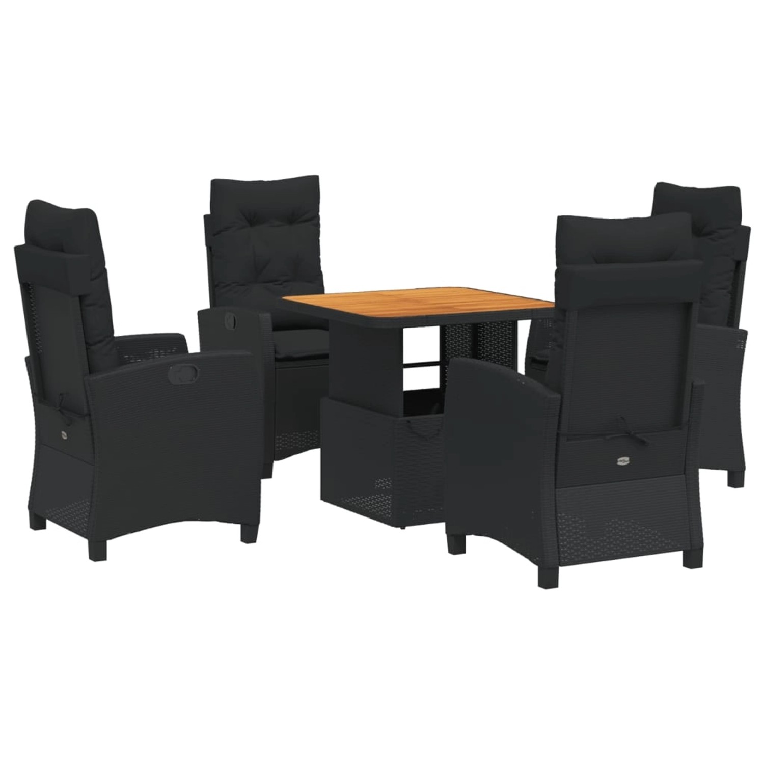 vidaXL 5-Tlg Garten-Essgruppe mit Kissen Schwarz Poly Rattan 3277386 günstig online kaufen
