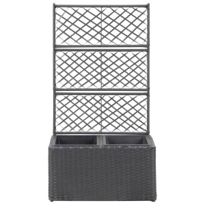 DELUKE Rankkasten Pflanzgefäß ELOT Aus Rattan Schwarz 2 Töpfe 58x30x107cm Hochbeet Rankgitter Pflanzkasten Blumenkasten Rankhilfe