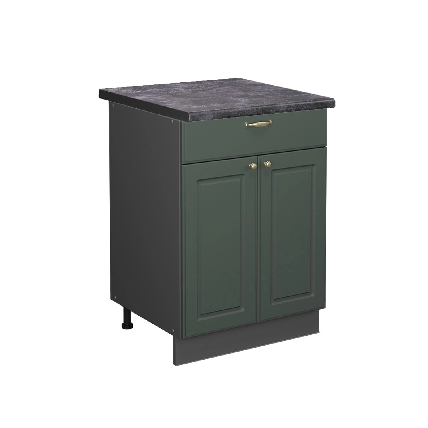 Vicco Küchenunterschrank Fame-Line Grün-Gold Landhaus/Anthrazit 60 cm mit Schublade AP Anthrazit