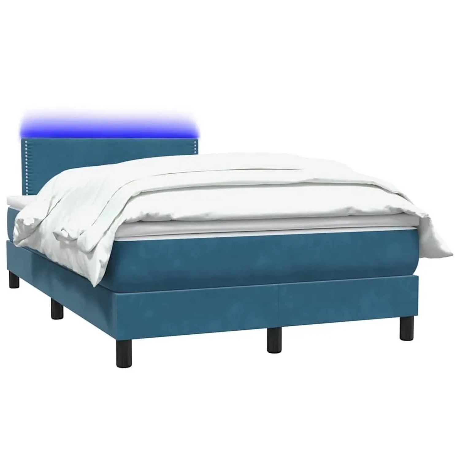 vidaXL Boxspringbett mit Matratze & LED Dunkelblau 120x210 cm Samt 3316783 günstig online kaufen