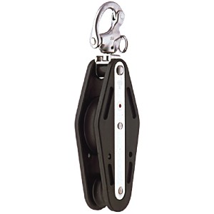 Seilflechter Block mit 2 Rollen und Patentschäkel (12mm) aus Edelstahl.