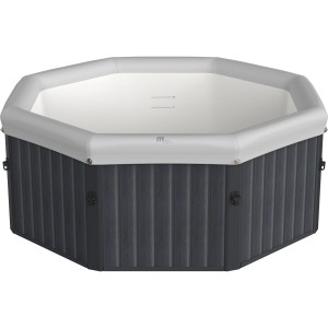 MSpa Frame Whirlpool Tuscany AirJet, aufblasbarer Pool mit grauer Holzoptik und Hydromassage.