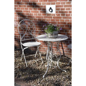 3-teiliges Balkonmöbel-Set STEN, Stahl weiß, mit Tisch und Stühlen für den Balkon oder Garten.