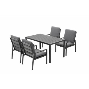 MeXo Garten Essgruppe aus Aluminium für 4 Personen Grau