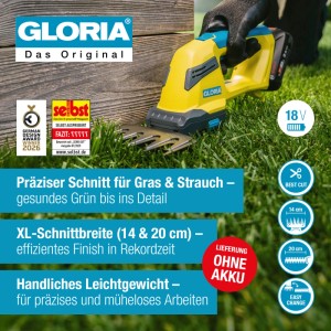 Gloria FineCut Compact Akku Gras- und Strauchschere (ohne Akku). Ideal für präzise Gartenarbeiten.