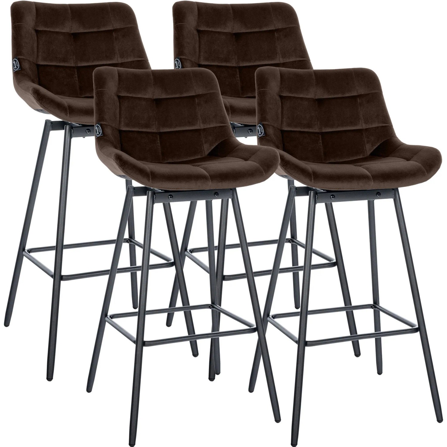 CLP 4er Set Barhocker Weston Schwenkbar Braun/Samt