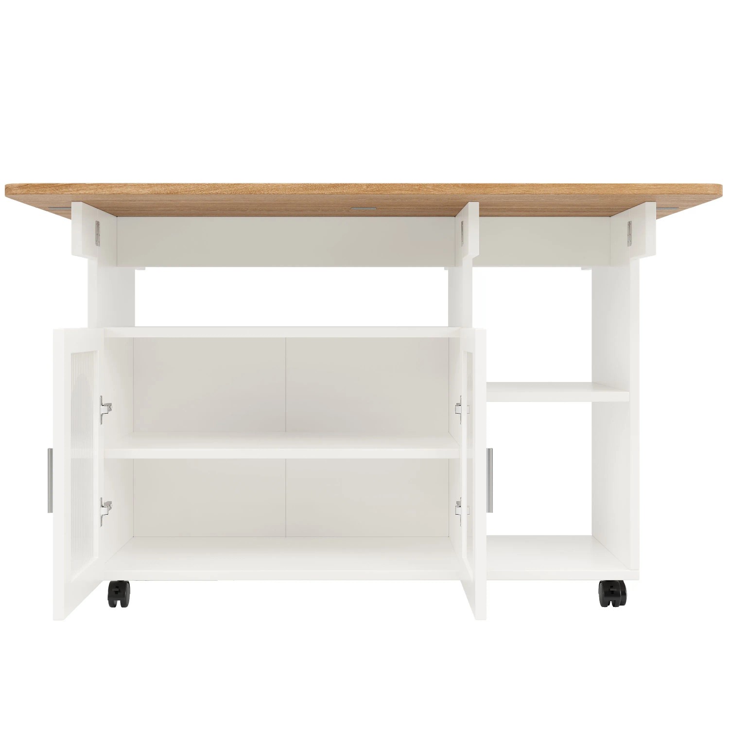 okwish Kücheninsel mit Abnehmbar Servierwagen Stauraum Esstisch Küche 120x70x79cm Weiß