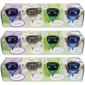 HS Candle Duftkerzen Floral Selection, 12er Pack mit Lavendel, Jasmin, Aloe Vera und Cotton Fresh.